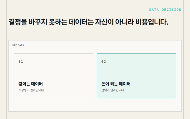 결정을 바꾸지 못하는 데이터는 자산이 아니라 비용입니다.