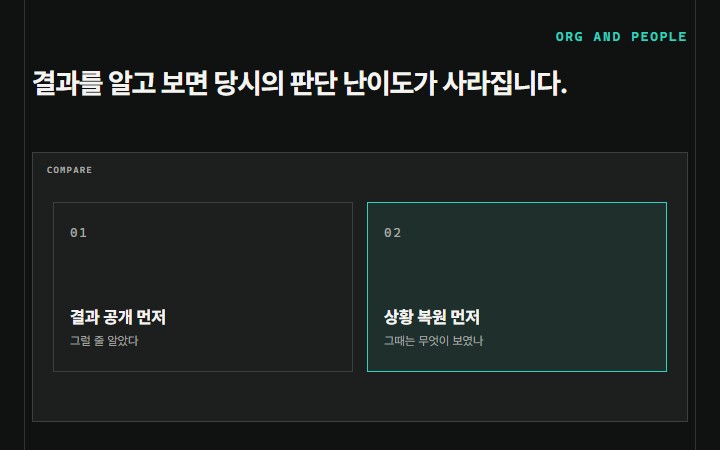 결과를 알고 보면 당시의 판단 난이도가 사라집니다.